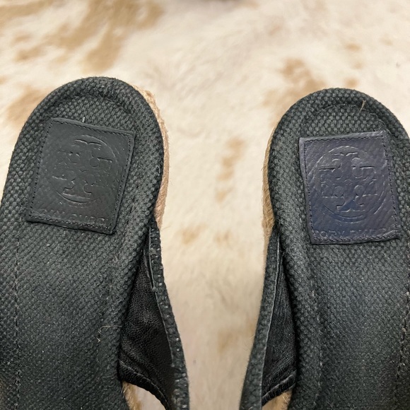 Tory Burch Kristen Black Canvas Espadrille Wedges - Picture 6 of 9